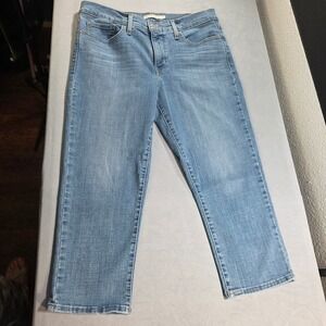 Levis 311 Shaping Skinny Capri Jeans Blue Mid Wash Womens 31 Stretch Denim